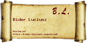 Bider Luciusz névjegykártya
